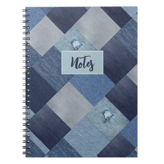 Coole Vintage-Denim-Patchworkarbeit Notizblock (Vorderseite)