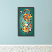 Coole Vintage Fantasiewelt Drache Tattoo Leinwanddruck (Insitu (Holzboden))