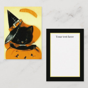 coole Vintage-Katze Text hinzufügen Halloween Mitteilungskarte