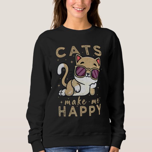 Coole Vintage Katzen machen mich glücklich Männer Sweatshirt (Vorderseite)