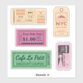 Coole Vintage Kinokarten Aufkleber (Blatt)