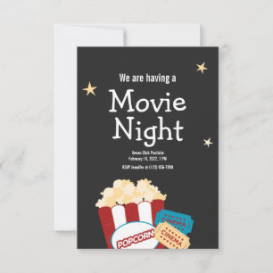 Coole Vintage-Kinonacht-Popcorn-Einladung