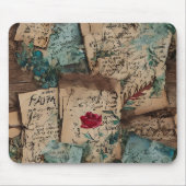 Coole Vintage Kunstwerke Alte rustikale Rote Rose Mousepad (Vorne)