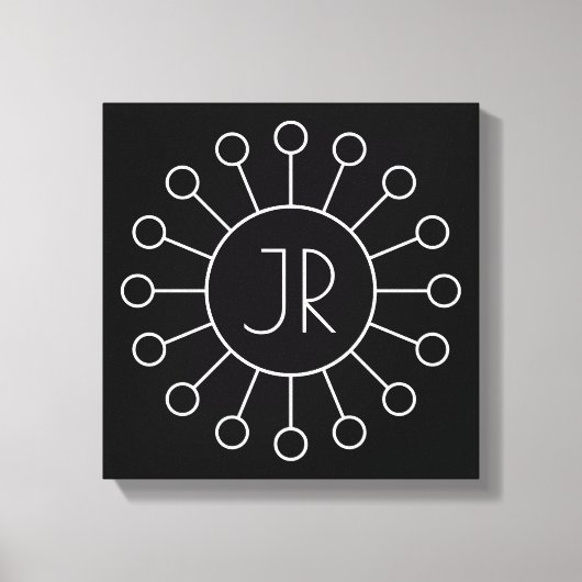 Coole Vintage Logo-Stilmonogramm | Schwarz/Weiß Leinwanddruck (Vorderseite)