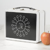 Coole Vintage Logo-Stilmonogramm | Schwarz/Weiß Metall Brotdose (Beispiel)