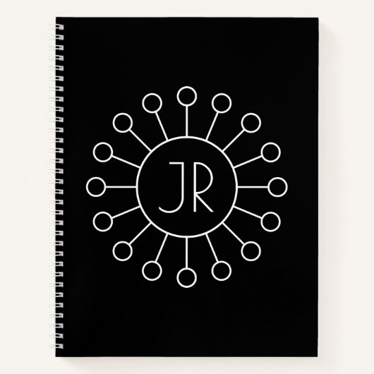 Coole Vintage Logo-Stilmonogramm | Schwarz/Weiß Notizblock (Vorderseite)