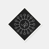 Coole Vintage Logo-Stilmonogramm | Schwarz/Weiß Serviette (Ecke)