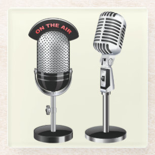 Coole Vintage Mikrofone Glasuntersetzer