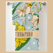 Coole Vintage Monogramm handgezogene Blume Blau Badhandtuch Set