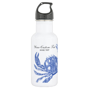 Coole Vintage-nautische Blaue Krabbe Benutzerdefin Edelstahlflasche