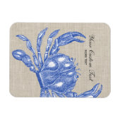 Coole Vintage-nautische Blaue Krabbe Benutzerdefin Magnet (Horizontal)