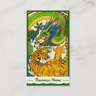 Coole Vintage-orientalische Yin-Yang-Drache-Tiger- Visitenkarte