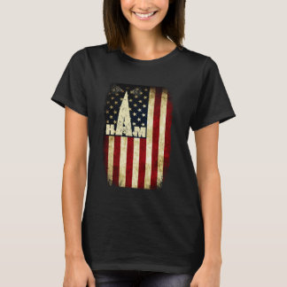 Coole Vintage patriotische USA-Flagge Ham-Radio-Am T-Shirt