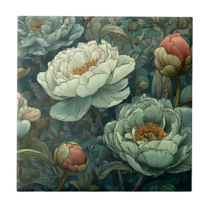 Coole Vintage Peonies-Fliesen für langlebige Böden Fliese