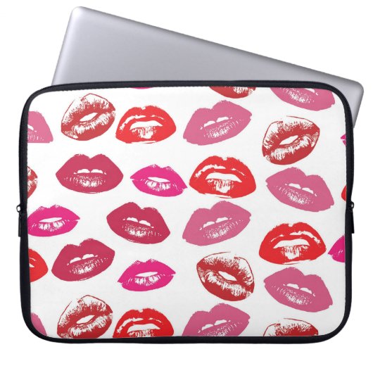 Coole Vintage Retro gürmisch-rosa Glossy Lips Laptopschutzhülle (Vorderseite)