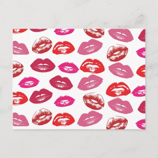 Coole Vintage Retro gürmisch-rosa Glossy Lips Postkarte (Vorderseite)