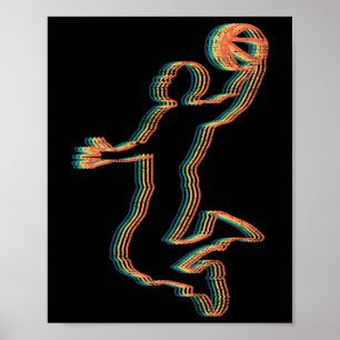 Coole Vintage-Sketch-Spieler Slam Dunk Coach Silho Poster