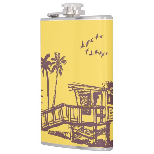 Coole Vintage Strandskizze Flachmann (Links)