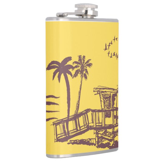 Coole Vintage Strandskizze Flachmann (Rechts)