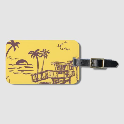 Coole Vintage Strandskizze Gepäckanhänger (Vorderseite (Horizontal))