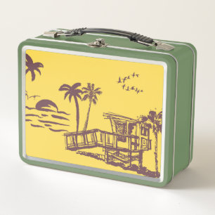 Coole Vintage Strandskizze Metall Brotdose