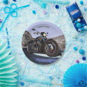 Coole Vintage Straßen-glühender Motorrad-Chopper Pappteller (Party)