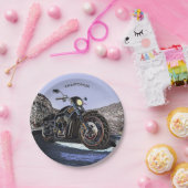 Coole Vintage Straßen-glühender Motorrad-Chopper Pappteller (Party)