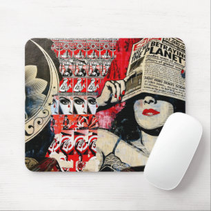 Coole Vintage Straßenkunst Lady mit Zeitung Mousepad