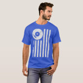 Coole Vintage Turntable der amerikanischen Flagge T-Shirt (Vorne ganz)