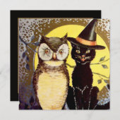 coole Vintage Uhkatze Einladung (Vorne/Hinten)