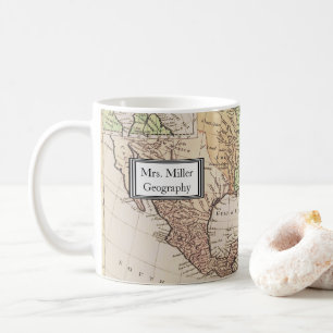 Coole Vintage-Weltkarte-Geographie-Lehrer Kaffeetasse