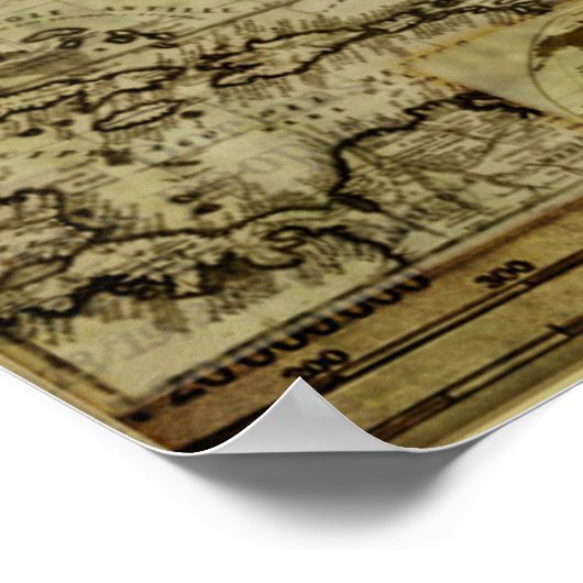 Coole Vintage Weltkarten Poster (Ecke)