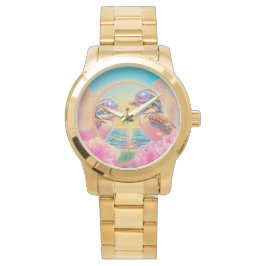 Coole Vögel mit Sonnenbrille bei Sonnenuntergang Armbanduhr