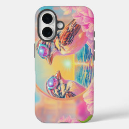 Coole Vögel mit Sonnenbrille bei Sonnenuntergang iPhone 16 Hülle