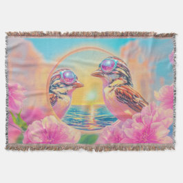 Coole Vögel mit Sonnenbrille bei Sonnenuntergang Decke