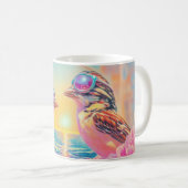 Coole Vögel mit Sonnenbrille bei Sonnenuntergang Kaffeetasse (VorderseiteRechts)