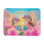Coole Vögel mit Sonnenbrille bei Sonnenuntergang Magnet (Horizontal)