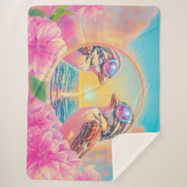 Coole Vögel mit Sonnenbrille bei Sonnenuntergang Sherpadecke