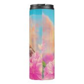 Coole Vögel mit Sonnenbrille bei Sonnenuntergang Thermosbecher (Rückseite)