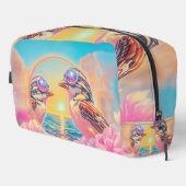 Coole Vögel mit Sonnenbrille bei Sonnenuntergang Waschbeutel (Rechte Ecke)