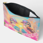 Coole Vögel mit Sonnenbrille bei Sonnenuntergang Zubehörtasche (Offen)