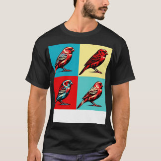 Coole Vögel, roter Faktor Kanarische Kunst T-Shirt
