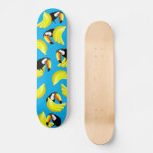 Coole Vögel Spaß Banana Toucan Blau Gelb Tropisch Skateboard (Vorderseite)