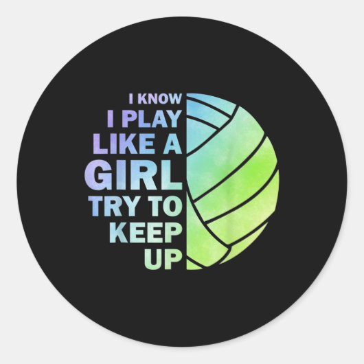 Coole Volleyball für weibliche Mädchen Jugendvolle Runder Aufkleber (Vorderseite)