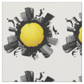 Coole Volleyball-Welt (gelber Ball) Stoff (Nahaufnahme)