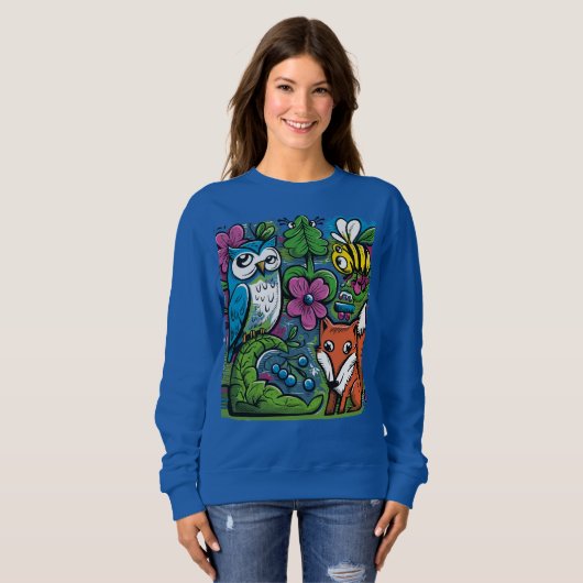 Coole Waldtiere Graffiti Art Sweatshirt (Vorne ganz)