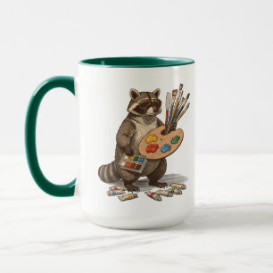 Coole Waschbärenmaler-Illustration Tasse