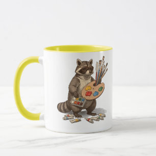 Coole Waschbärenmaler-Illustration Tasse
