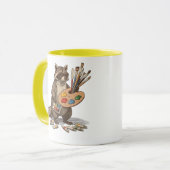 Coole Waschbärenmaler-Illustration Tasse (Vorderseite Links)