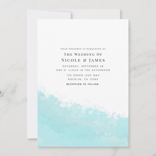 Coole Wassa Blue Wave Splash Beach Hochzeit Einladung (Vorderseite)